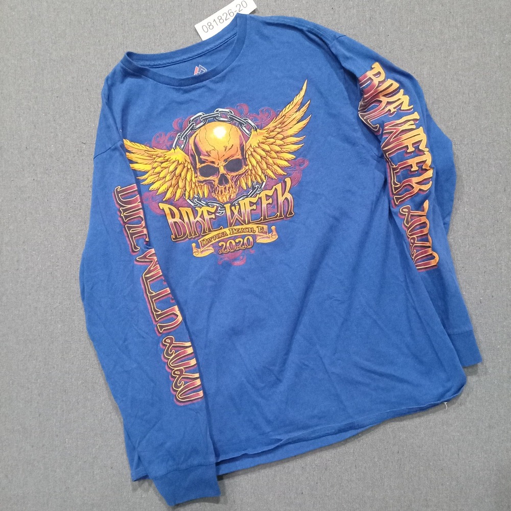 Mens Bike Week 2020 Daytona Beach Long Sleeve Skull Graphic T-Shirt XL biker
